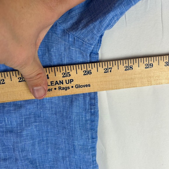 St Croix Mens Blue 100 Linen Short Sleeve Button Up Shirt Made Italy XXL - Picture 7 of 9